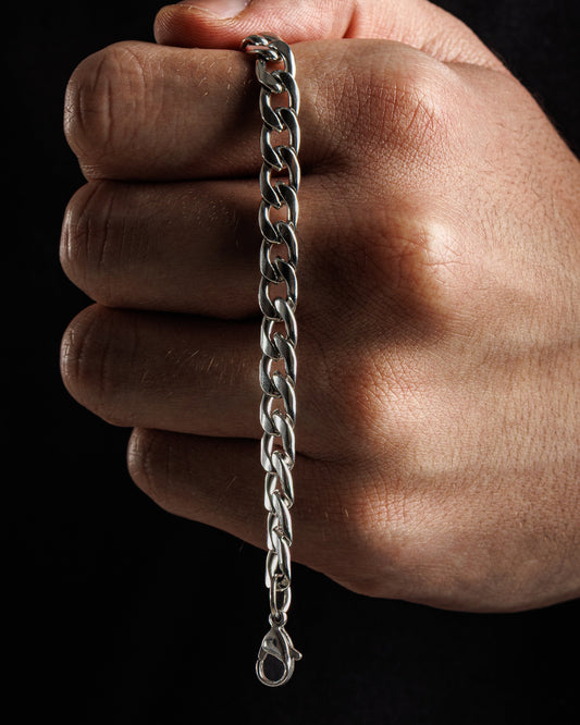 Nahaufnahme Cuban Armband - 6mm breite Edelstahlglieder