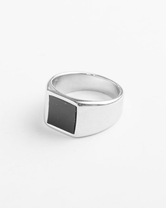 Herrenring Silber mit schwarzem Onyxstein