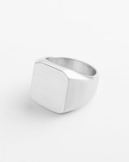Silberner Herren-Siegelring aus Edelstahl, minimalistisches Design