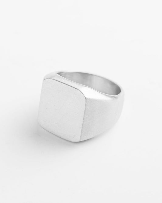 Silberner Herren-Siegelring aus Edelstahl, minimalistisches Design